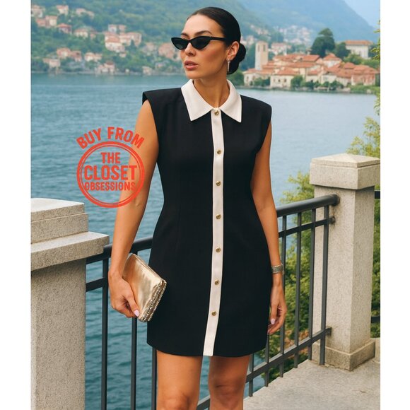 ZARA Blogger Favorite Contrast Lapel Mini Dress NWT – Black & White, Size M & L - Picture 2 of 16